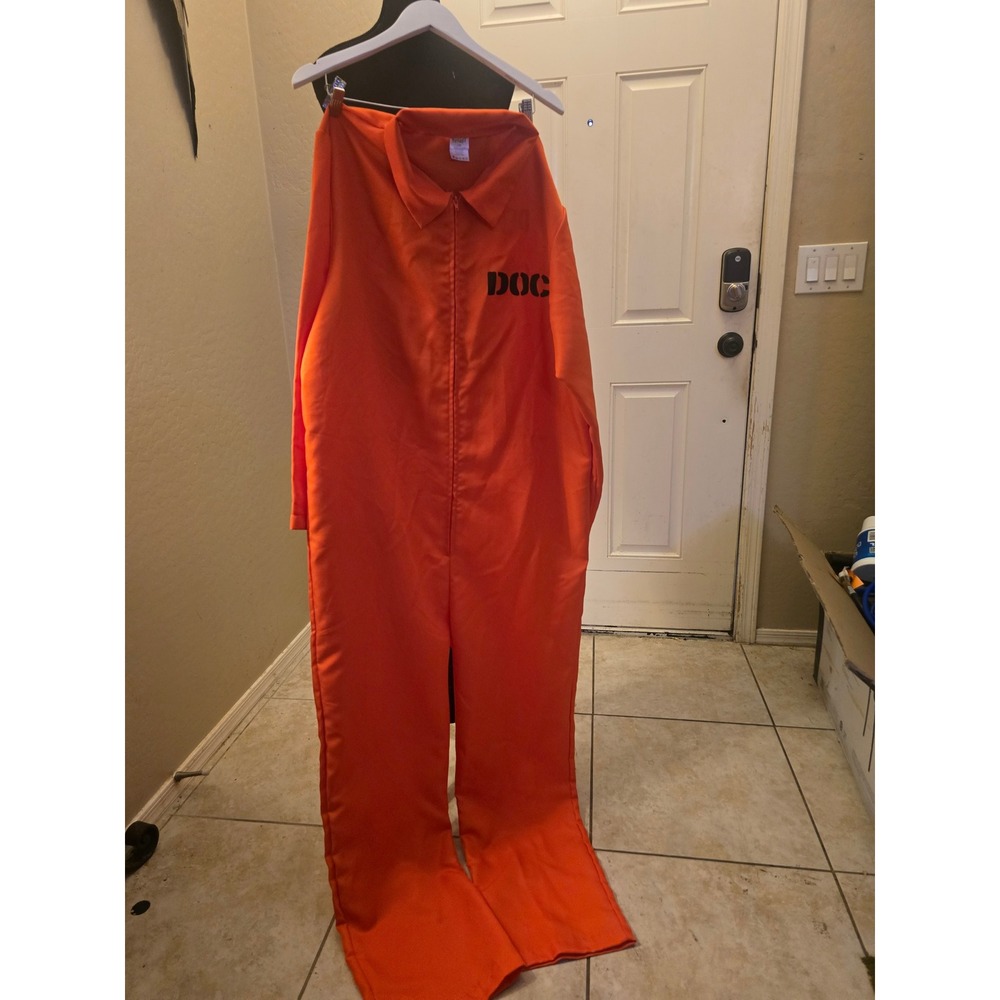 Spirit Halloween Men Adult Orange DOC Prisoner Costume Jumpsuit L/XL